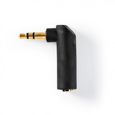 Adattatore Audio Stereo Maschio da 3,5 mm - Femmina da 3,5 mm Angolo di 90. 3-Palo Antracite